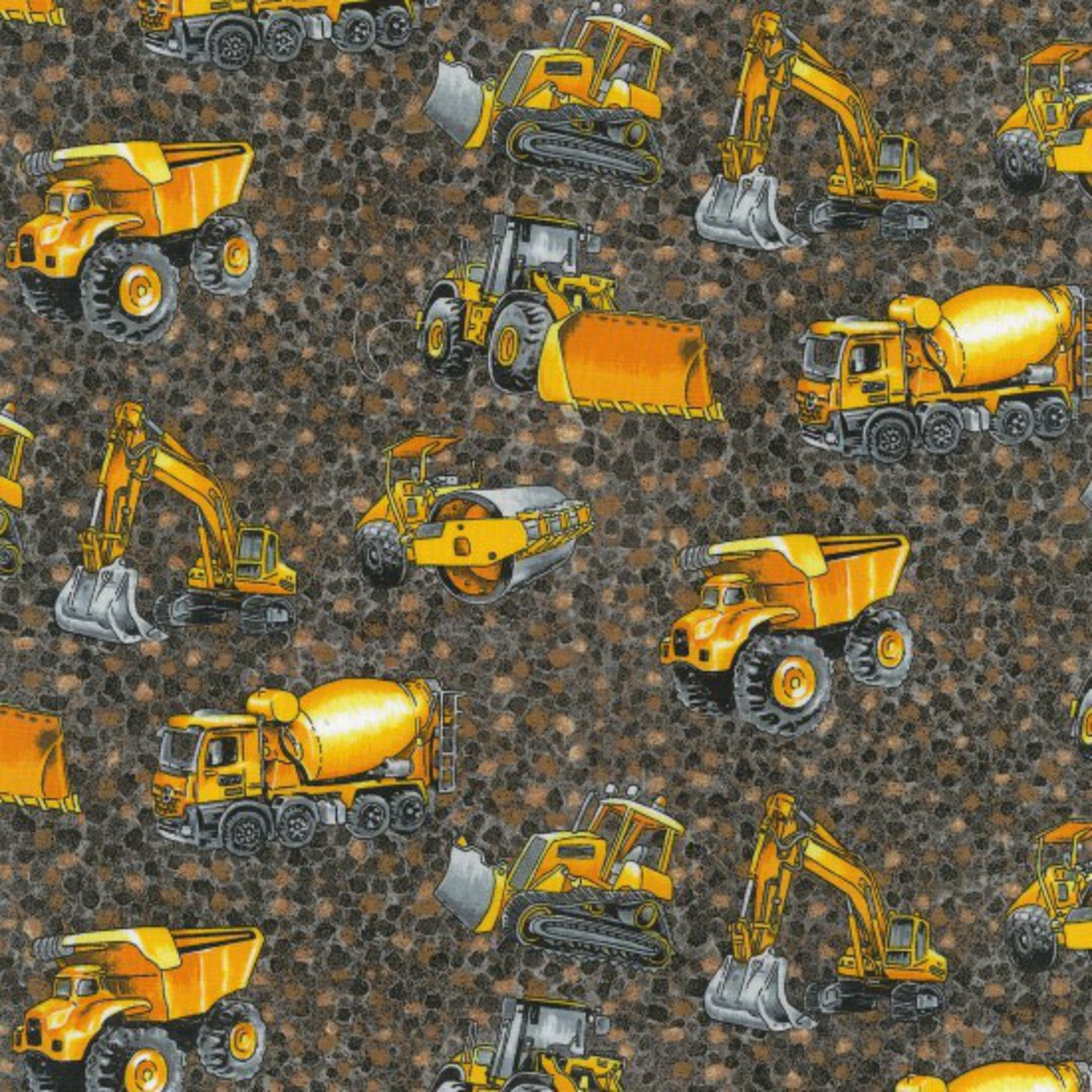 Trucks and Diggers Grey Colour 102 Fat Quarter image 0